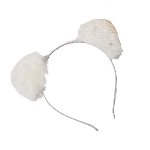 Damen-Katzenohr-Stirnband, Cartoon-Plüsch-Haarband, niedliches Waschgesicht-Haarband, Kopfschmuck, Mädchen-Haar-Accessoires (Color : White) von BADALO