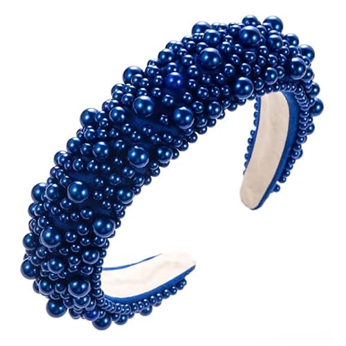 Hochwertiges, vollfarbiges Perlenschwamm-Stirnband, Haarschmuck, Damen-Trend-Party-Haarbänder, Haarbänder, Mädchen-Kopfbedeckung (Color : Blue) von BADALO