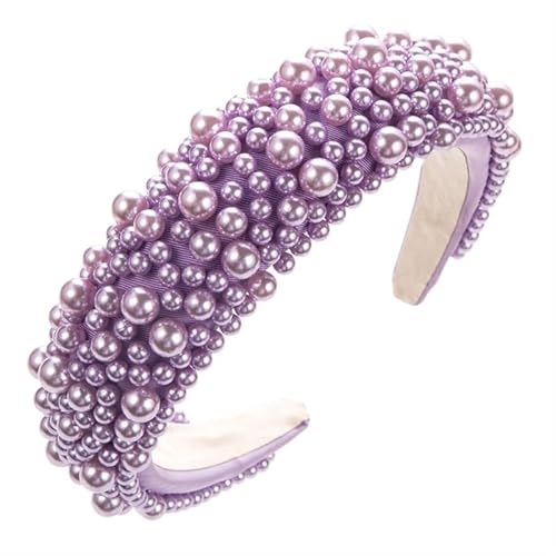 Hochwertiges, vollfarbiges Perlenschwamm-Stirnband, Haarschmuck, Damen-Trend-Party-Haarbänder, Haarbänder, Mädchen-Kopfbedeckung (Color : PURPLE) von BADALO