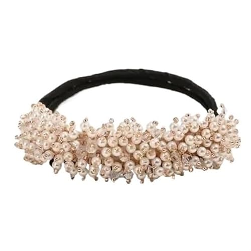 KoreanCrystal Perle Hochsteckfrisur Haarspangen Elegante Zopf Haarspangen Kopfbedeckung Mädchen Frauen Haarschmuck (Color : Beige) von BADALO