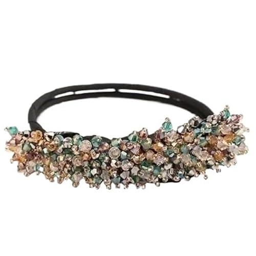 KoreanCrystal Perle Hochsteckfrisur Haarspangen Elegante Zopf Haarspangen Kopfbedeckung Mädchen Frauen Haarschmuck (Color : Green multicolor) von BADALO