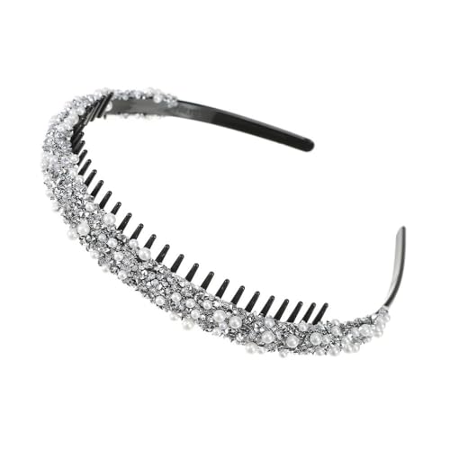 Perlen-Dekoration, Damen-Haargummis, hohle Kunststoff-Stirnbänder, erwachsene Mädchen-Kopfbedeckungen (Color : D) von BADALO