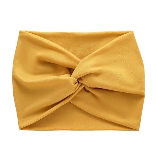 Verdrehtes breites Stirnband for Damen, übergroßes Stirnband, Fitness-Stirnband, Yoga-Haarband, verdrehtes dickes Haar-Accessoire (Color : Turmeric Yellow) von BADALO