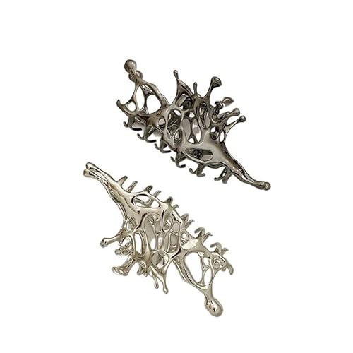 Y2k Geometric Claw Clips Women Large Metal Silver Color Korean Shark Hair Clips Girls Grab Clamps Hair Accessories (Color : Dark pink) von BADALO