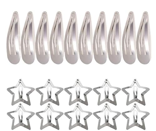 YK2Silver YK2 SilverJewelry Stern Haarspangen Metall Tröpfchen Haarnadeln Haarspangen Clip Mädchen Koreanische Haarnadel Kopfbedeckung Zubehör (Color : 20pcs set) von BADALO