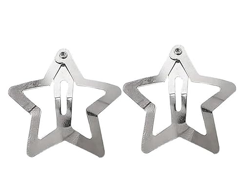 YK2Silver YK2 SilverJewelry Stern Haarspangen Metall Tröpfchen Haarnadeln Haarspangen Clip Mädchen Koreanische Haarnadel Kopfbedeckung Zubehör (Color : 2pcs star clips) von BADALO