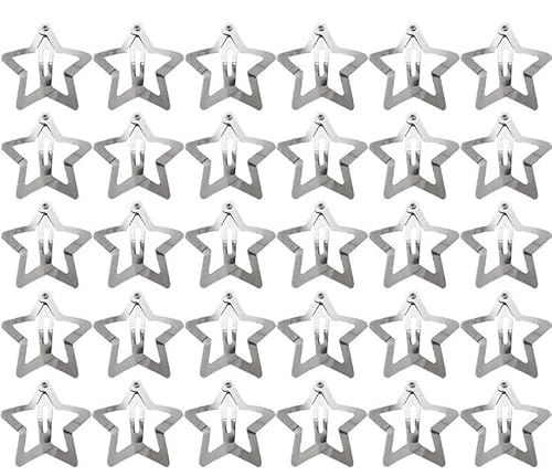 YK2Silver YK2 SilverJewelry Stern Haarspangen Metall Tröpfchen Haarnadeln Haarspangen Clip Mädchen Koreanische Haarnadel Kopfbedeckung Zubehör (Color : 30pcs star clips) von BADALO