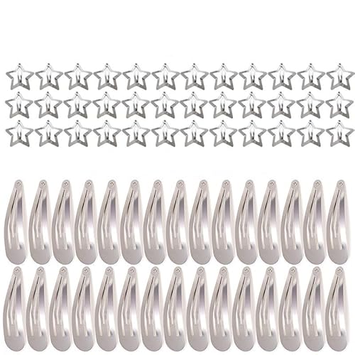 YK2Silver YK2 SilverJewelry Stern Haarspangen Metall Tröpfchen Haarnadeln Haarspangen Clip Mädchen Koreanische Haarnadel Kopfbedeckung Zubehör (Color : 60pcs set) von BADALO