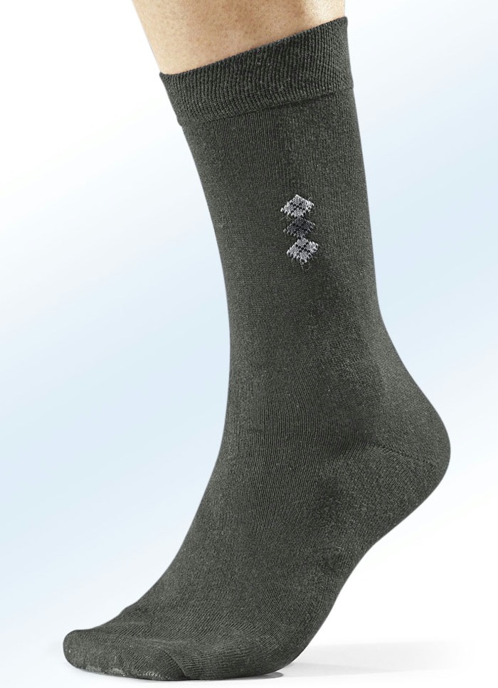 Achterpack Socken mit handgekettelter Spitze, 4x Anthrazit Mit Motiv, 4x Uni Anthrazit, Größe Gr. 2 (Schuhgröße 43-46) von BADER