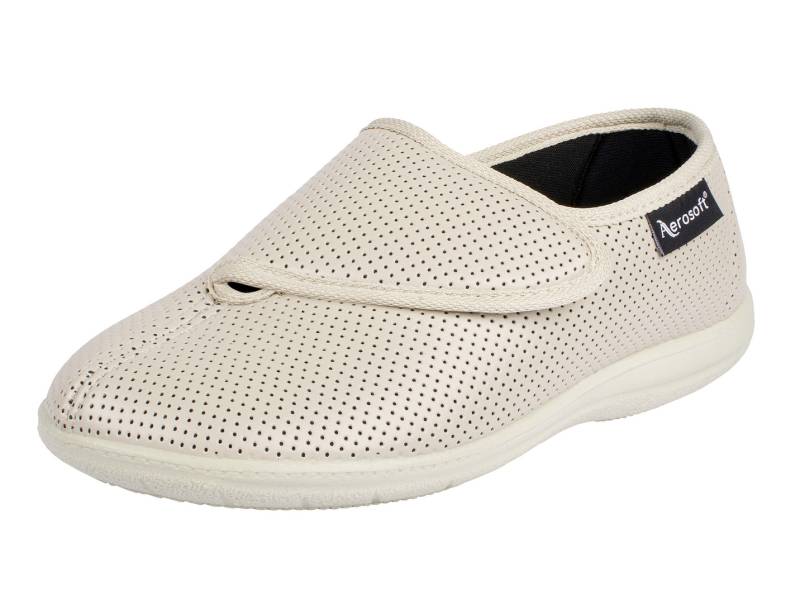 Aerosoft Flex Damen-Klettschuh in Weite H für den kräftigen Fuß, Beige, Größe 36 von aerosoft