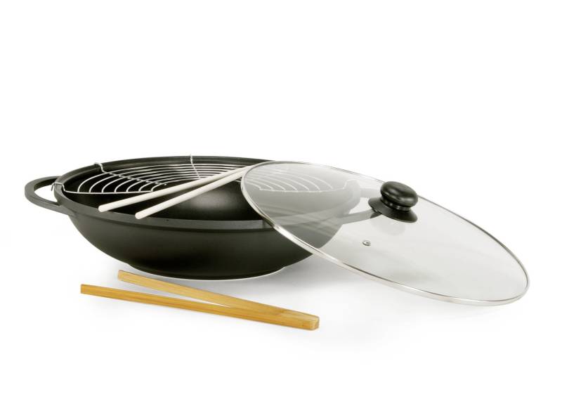 Aluguss-Wok-Set, Anthrazit von BADER