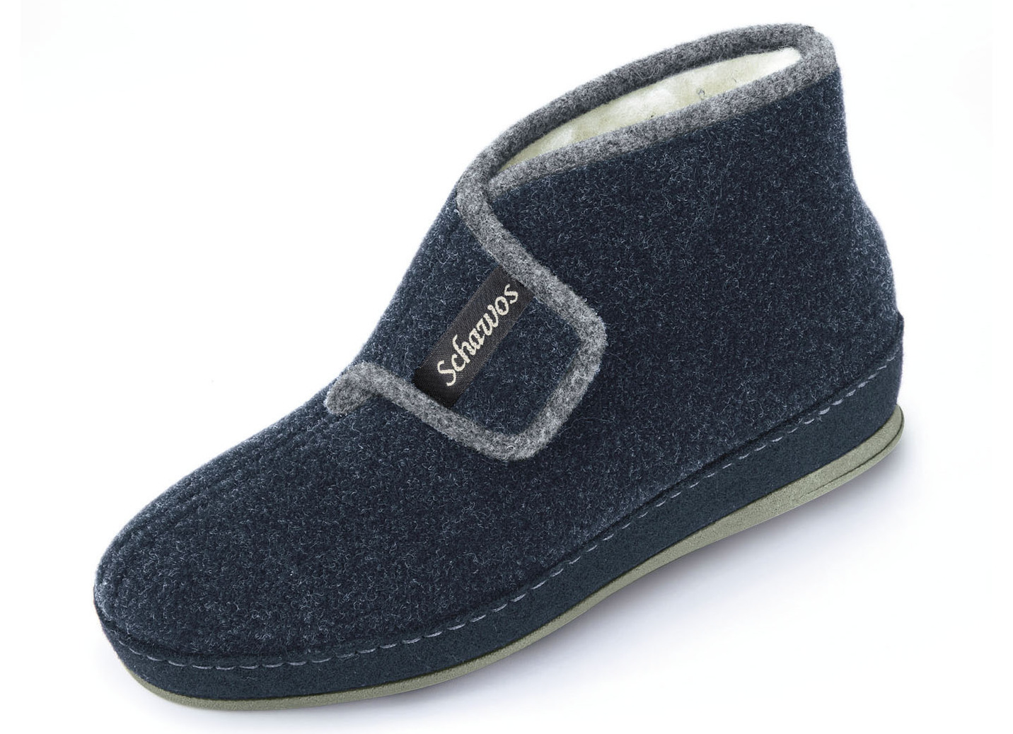 Atmungsaktive Damen-Hausschuhe, mit Klettverschluss, Dunkelblau-Hellgrau, Größe 38 von BADER