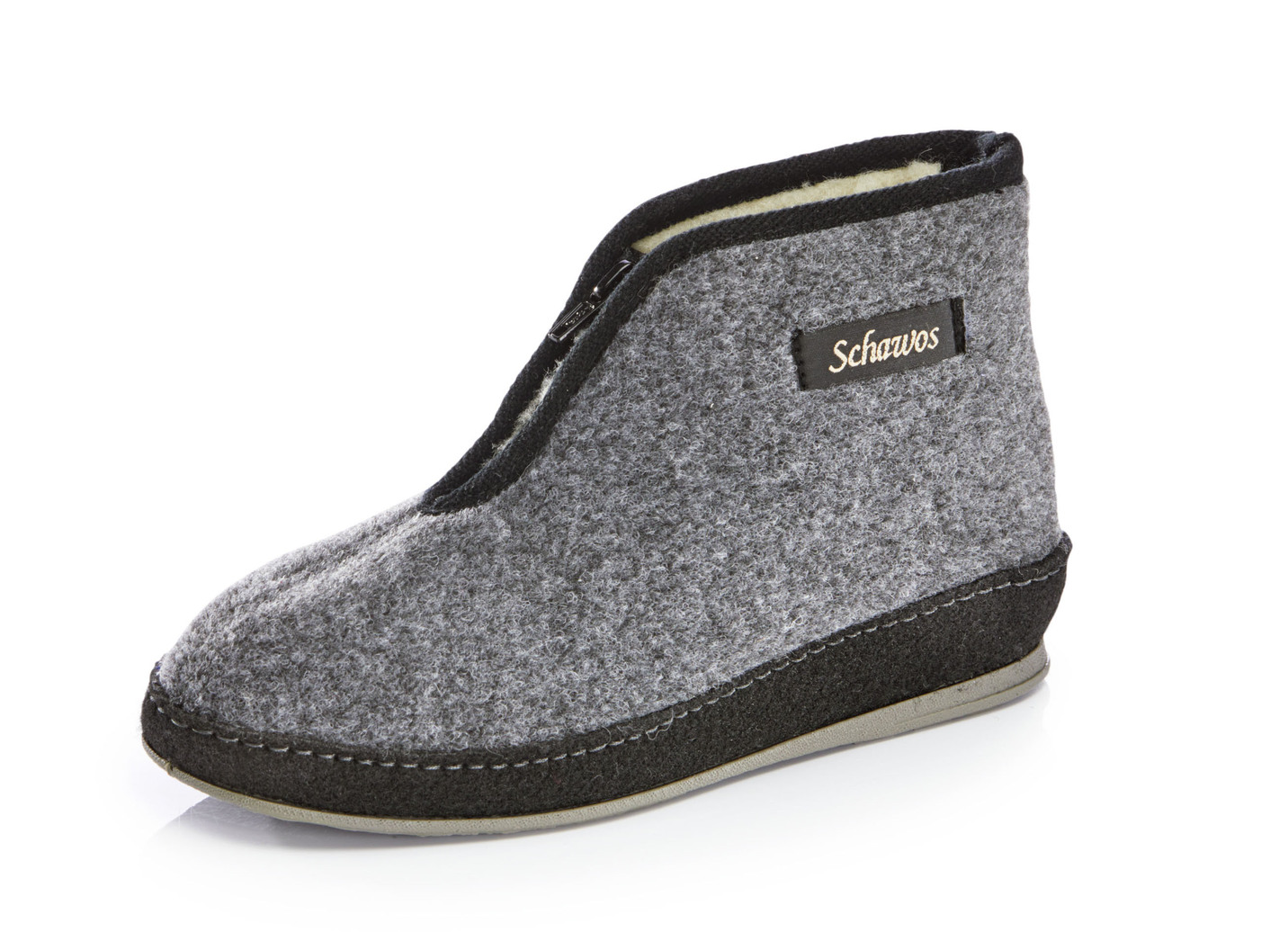 Atmungsaktive Damen-Hausschuhe, mit Reißverschluss, Grau-Schwarz, Größe 40 von BADER