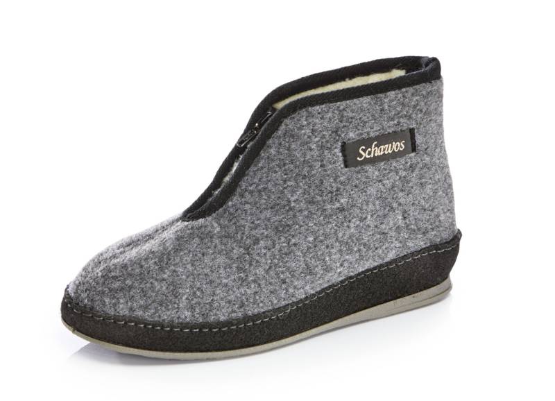 Atmungsaktive Damen-Hausschuhe, mit Reißverschluss, Grau-Schwarz, Größe 41 von BADER