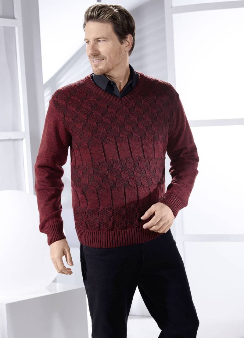Attraktiver Pullover mit V-Ausschnitt in 2 Farben, Rotbraun, Größe 62 von BADER