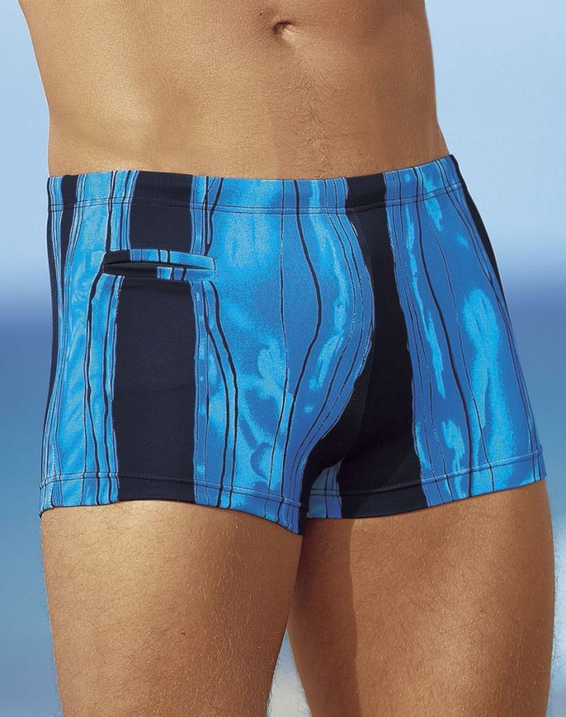 Badehose in Kastenform mit Reißverschlusstasche, Navy-Blau, Größe 5 von BADER