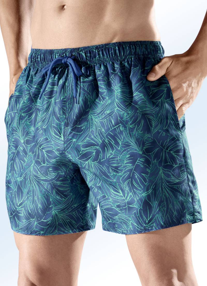 Badeshorts allover dessiniert, Microfaser, Blau-Grün, Größe 10 von BADER