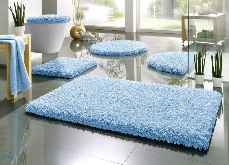 Badgarnitur, für Fußbodenheizung geeignet, Größe 108 (Stand-WC-Vorleger, 50/ 50 cm), Hellblau von BADER