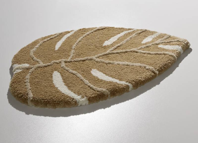 Barfußweiche Badgarnitur in Supersoft-Qualität, Größe 109 (Hänge-WC-Vorleger, ø 50 cm), Cappuccino von BADER