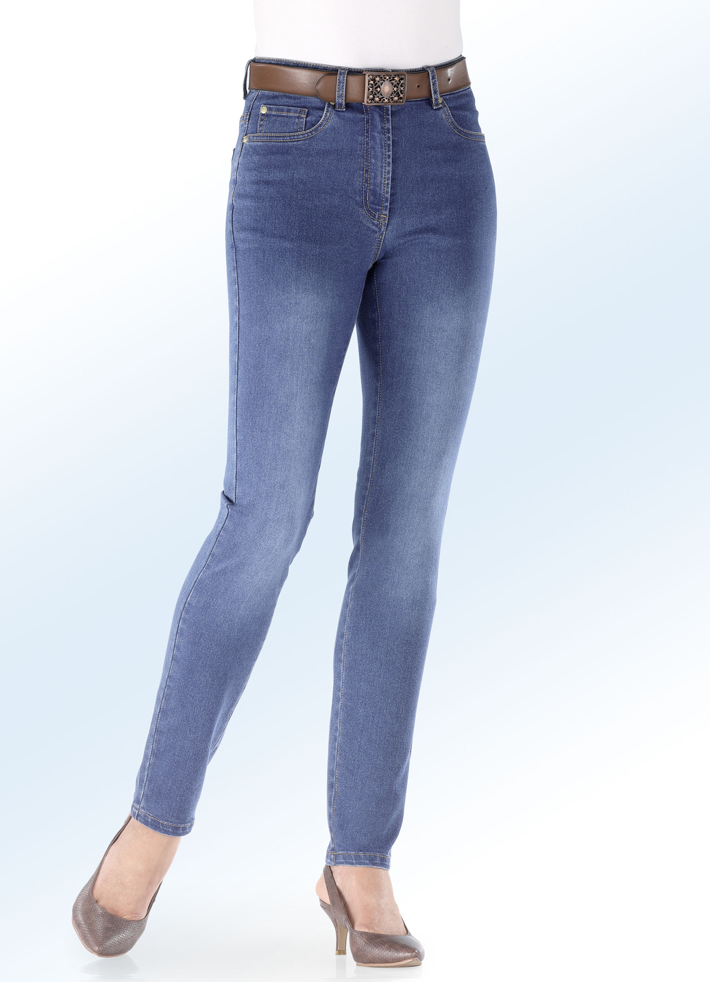 Basic-Jeans, Jeansblau, Größe 22 von BADER