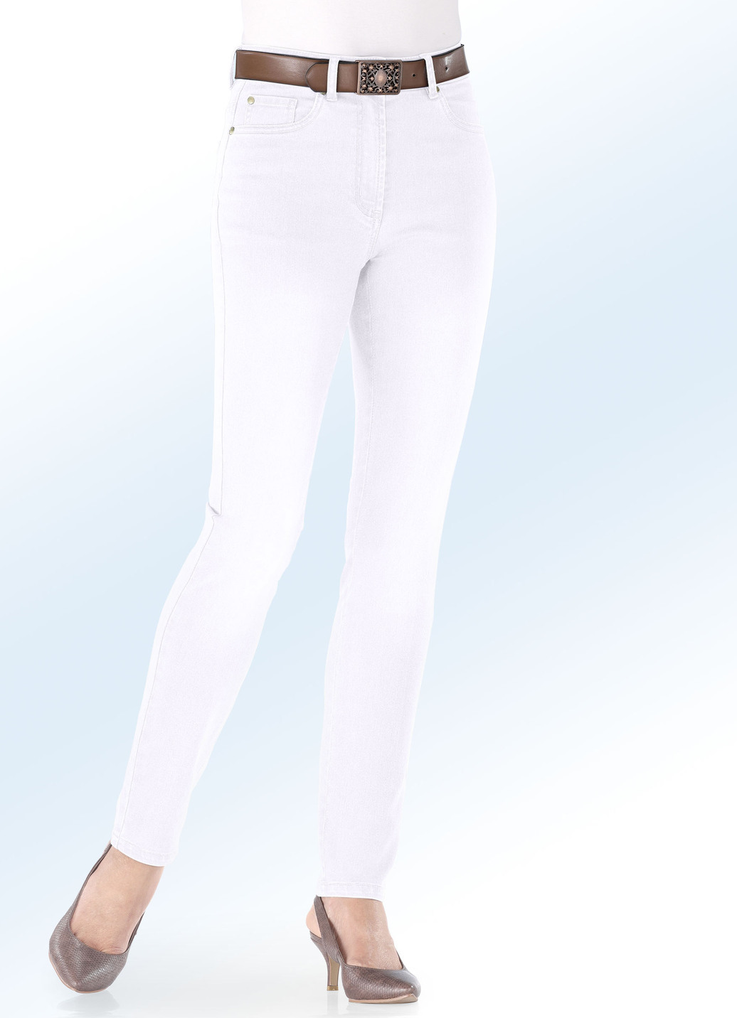 Basic-Jeans, Weiss, Größe 40 von BADER