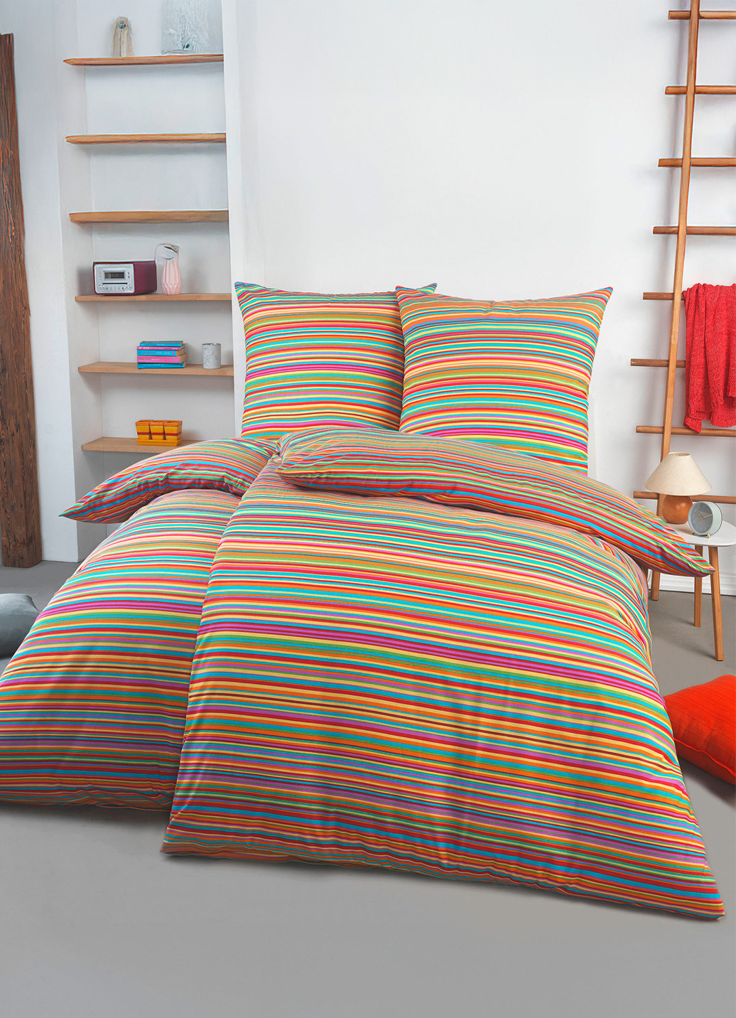 Beidseitig bedruckte Bettwäsche-Garnitur, Größe 111 (40/80 cm + 135/200 cm), Multicolor von BADER