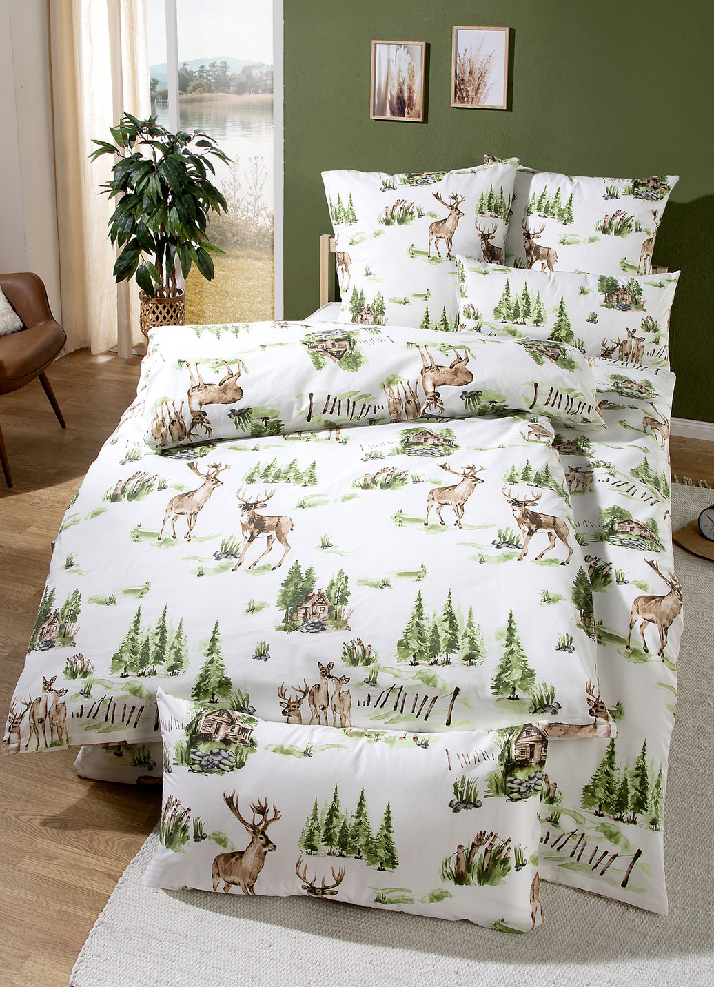 Beidseitig bedruckte Bettwäsche-Garnitur aus Polycotton, Größe 112 (80x80 cm + 135x200 cm), Multicolor von BADER