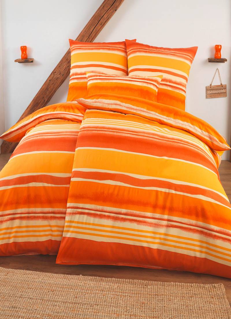 Beidseitig bedruckte Bettwäsche-Garnitur in Polycotton-Qualität, Größe 112 (80x80 cm + 135x200 cm), Terra von BADER