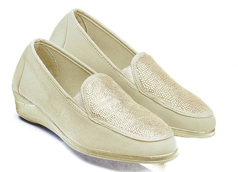 Bequem- Mokassin in eleganter Krokooptik, Beige, Größe 37 von BADER