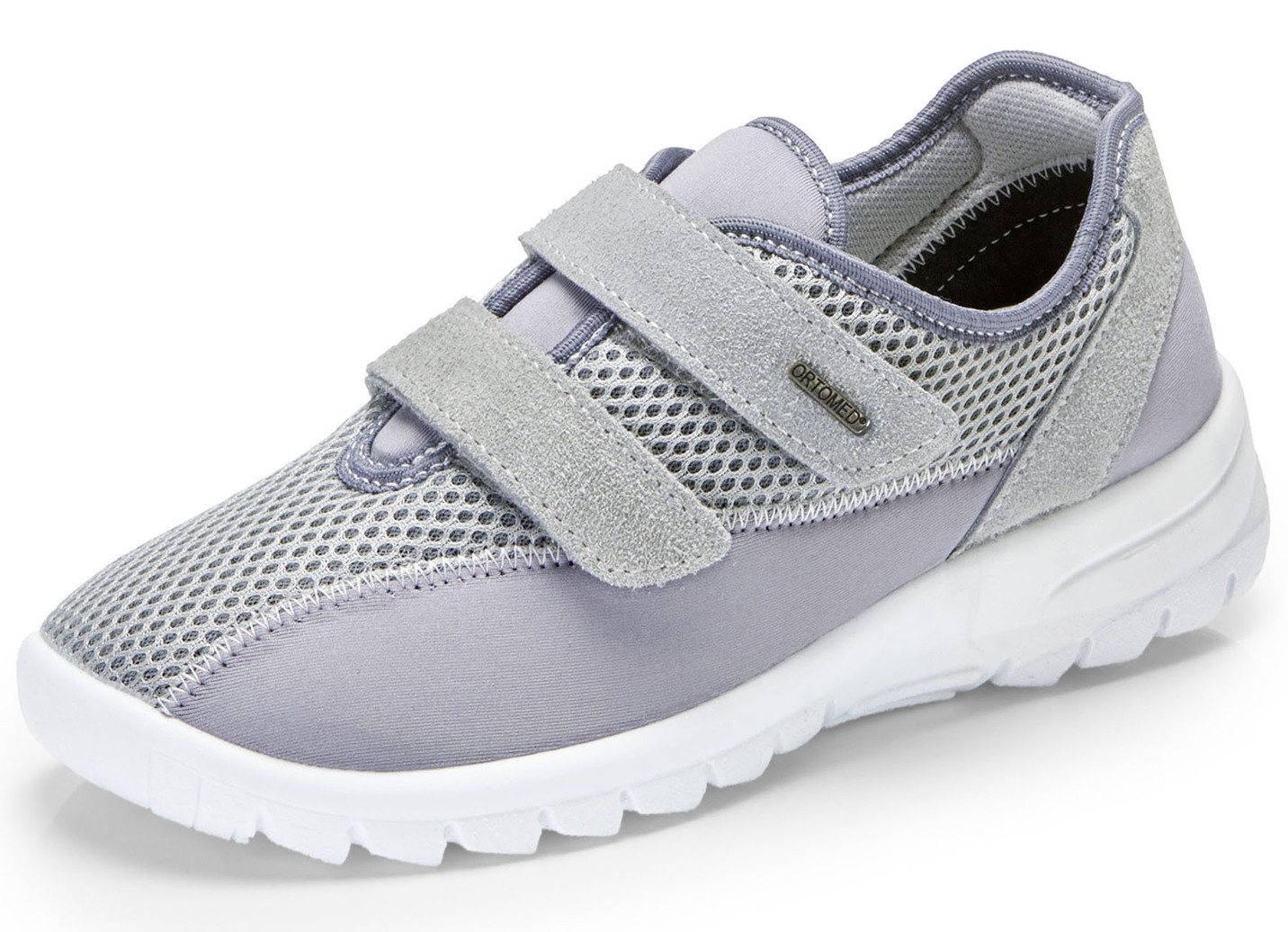 Bequeme Damen-Klettschuhe, Weite H, mit herausnehmbarem Fußbett, Grau, Größe 36 von BADER