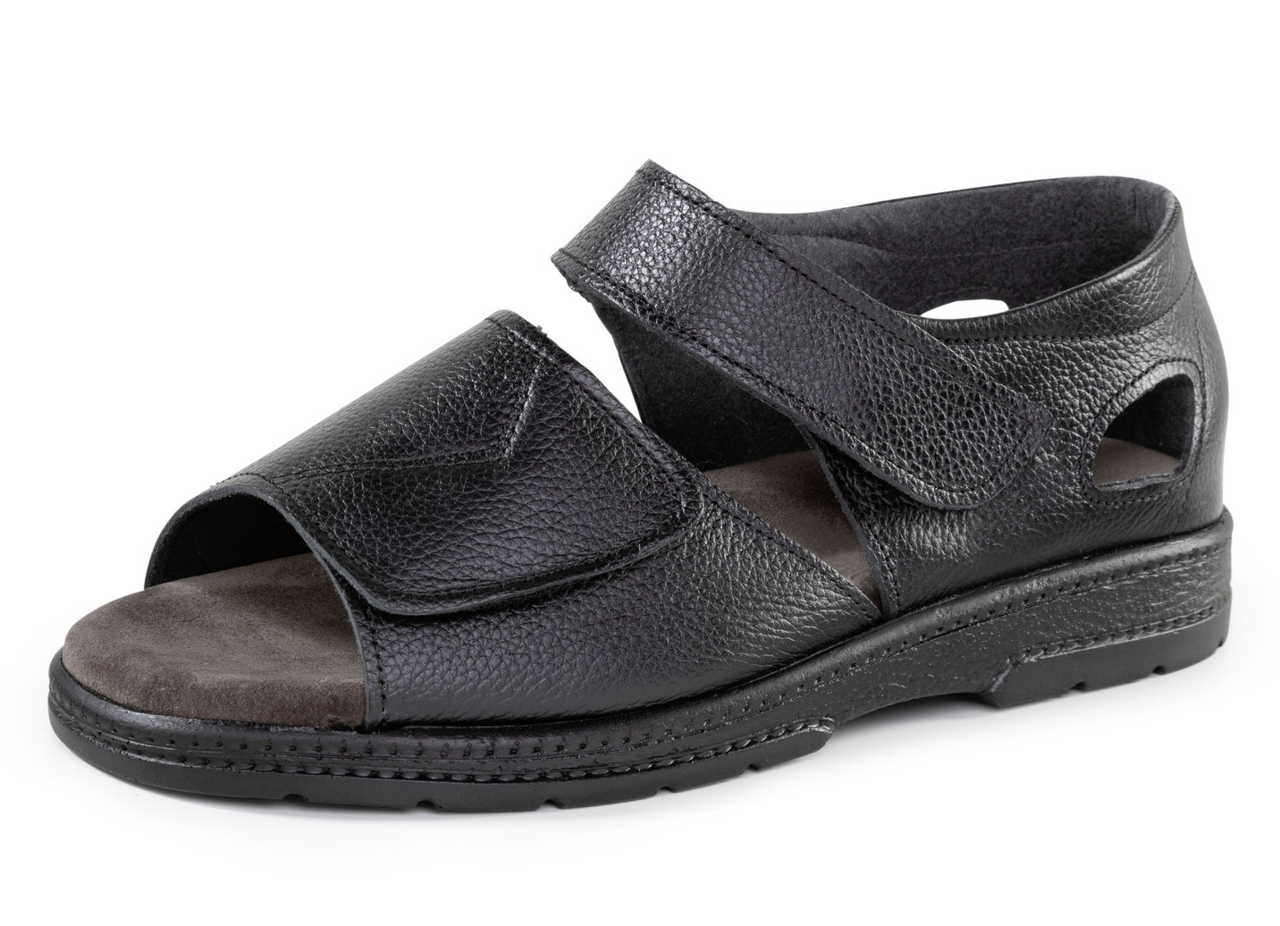 Bequeme Herren-Sandalen, Weite K, mit anatomisch geformtem Fußbett, Schwarz, Größe 48 von BADER