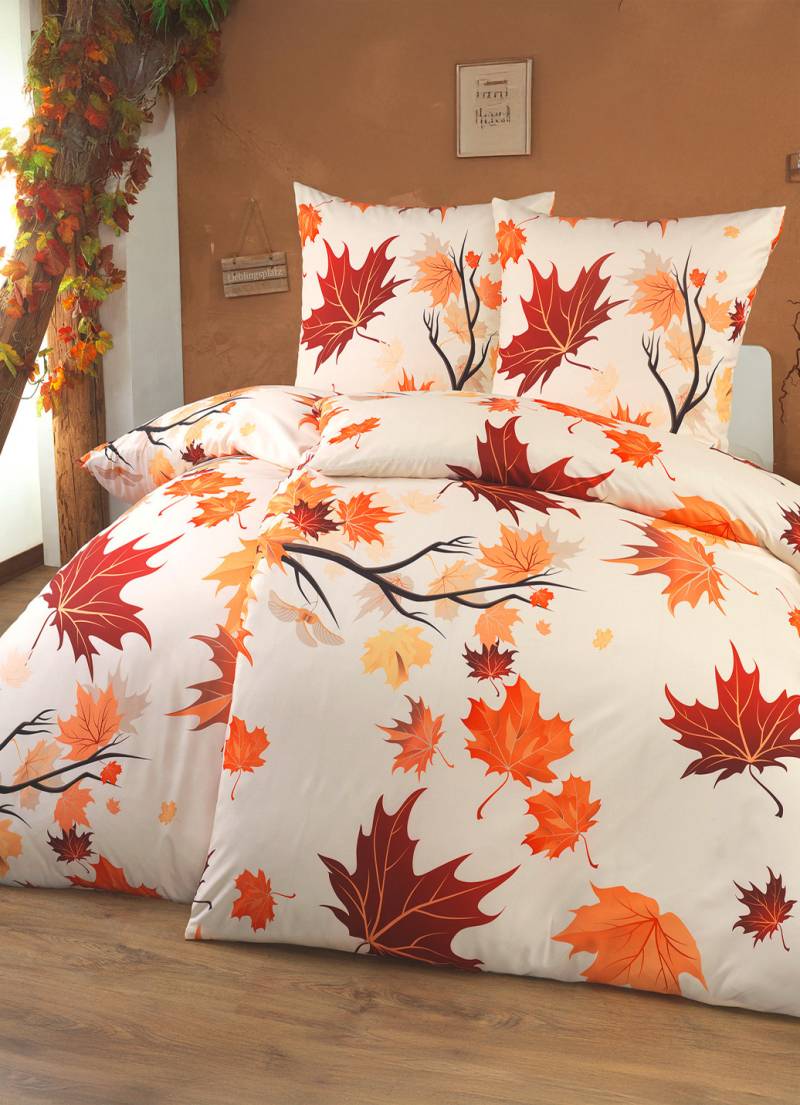 Bettwäsche-Garnitur, Größe 115 (80/80 + 155/220 cm), Orange-Rot von BADER