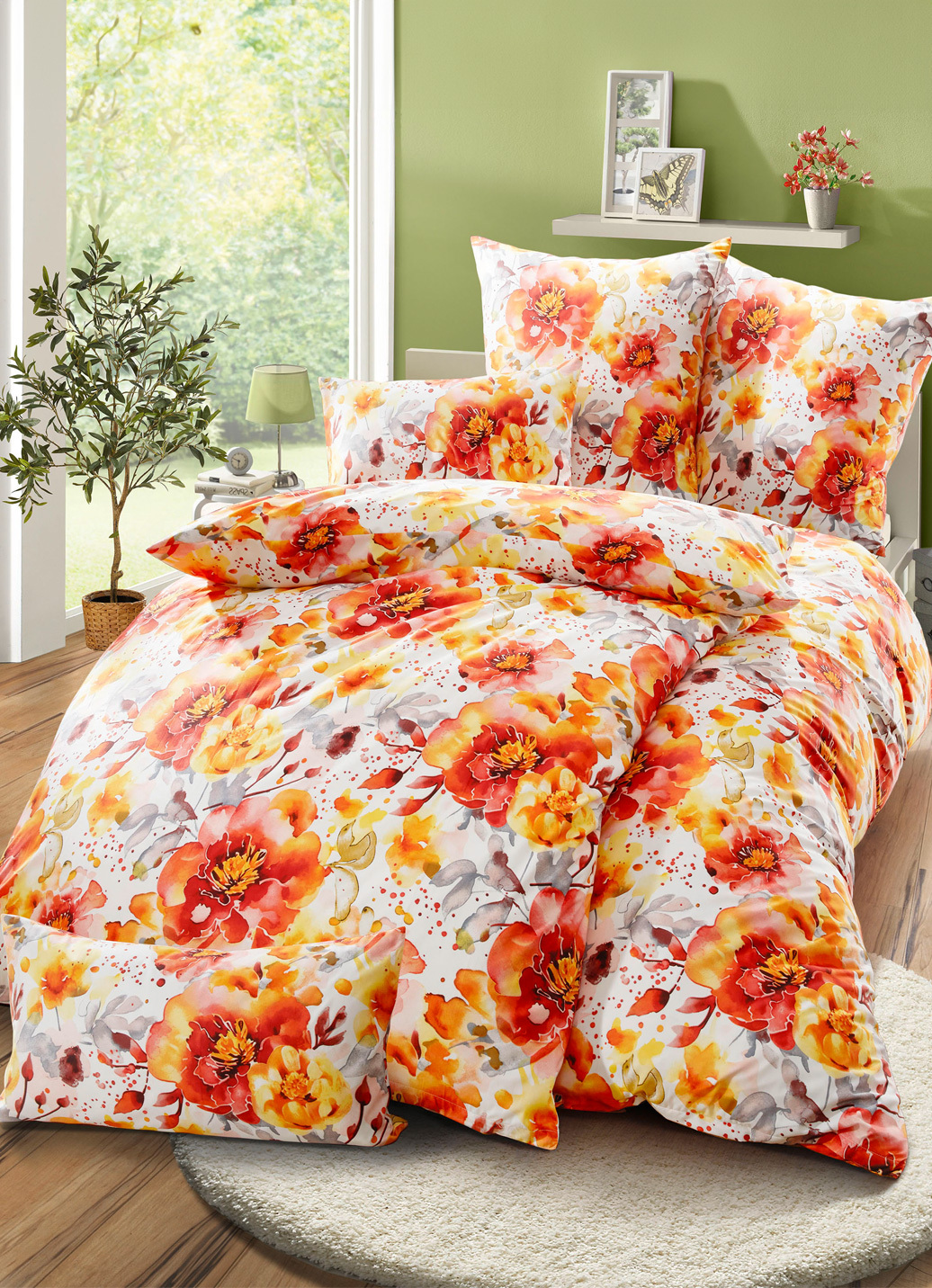 Bettwäsche-Garnitur in Microfaser-Qualität, Größe 111 (40/80 cm + 135/200 cm), Multicolor von BADER
