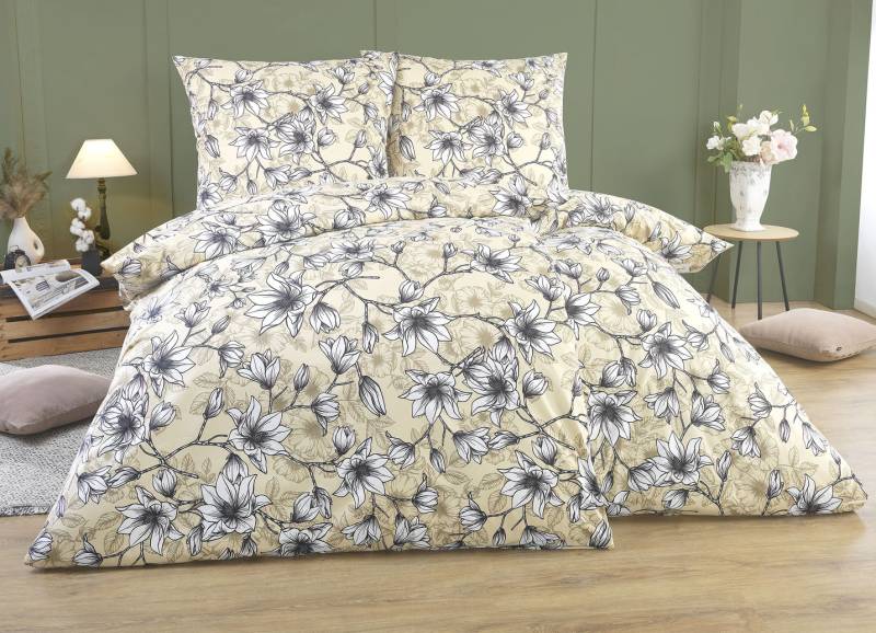 Bettwäsche-Garnitur in Renforcé-Qualität, Größe 112 (80/80 cm + 135/200 cm), Beige von BADER