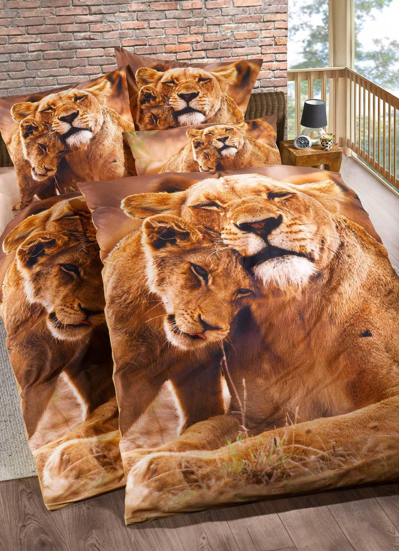 Bettwäsche-Garnitur in Renforcé-Qualität, Größe 115 (80/80 cm + 155/220 cm), Braun von BADER