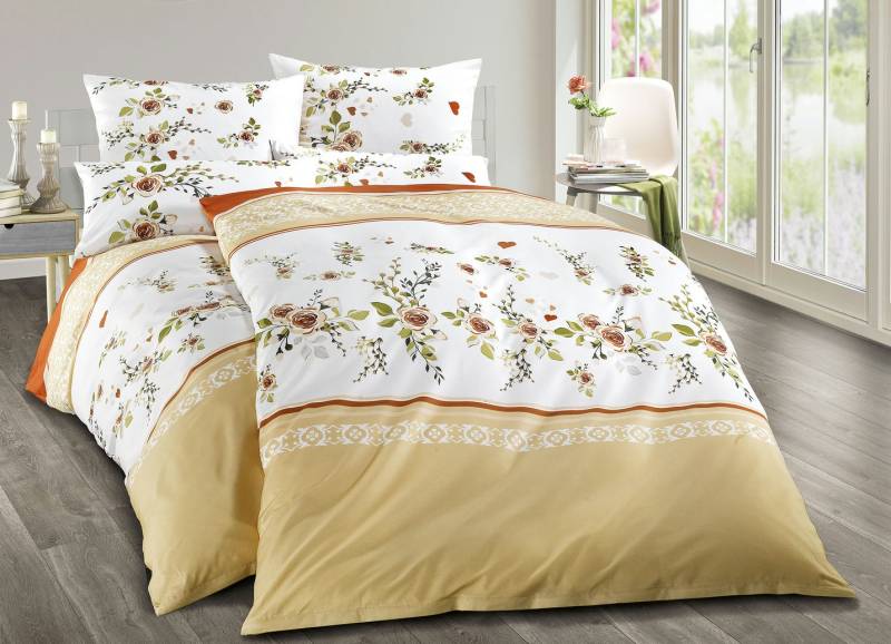 Jersey  Bettwäsche-Garnitur aus 100% Baumwolle, Größe 112 (80/80 cm + 135/200 cm), Terra von BADER