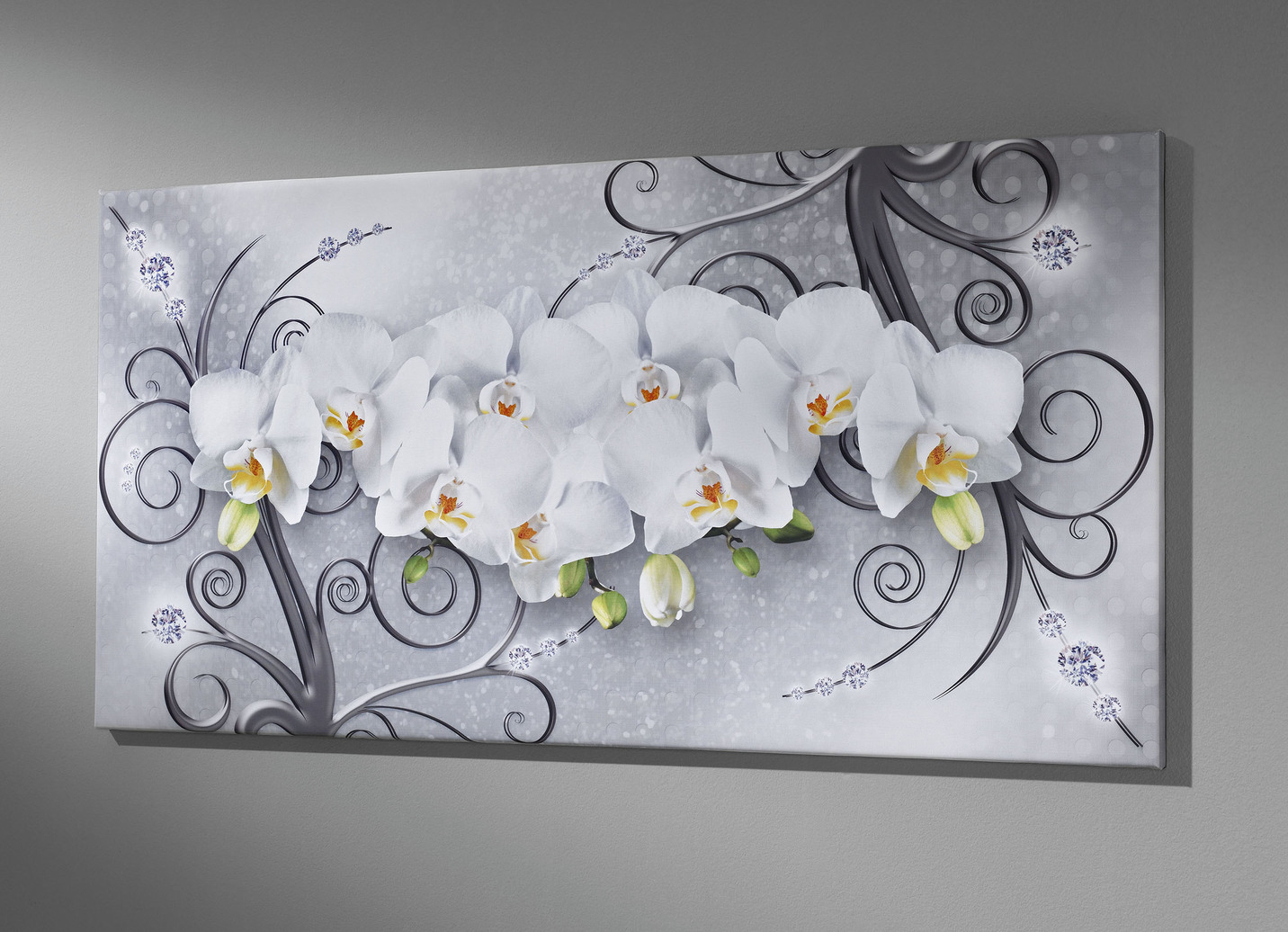 Bild mit dem Titel Orchideen, Weiss-Silber von BADER