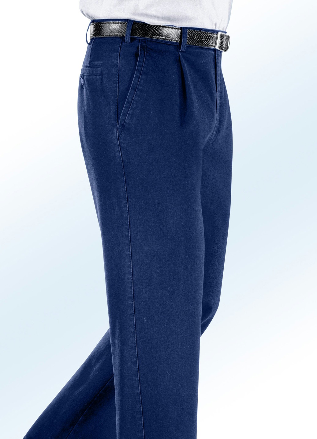 Bügelfreie Jeans mit Zieretikett in 3 Farben, Jeansblau, Größe 52 von BADER