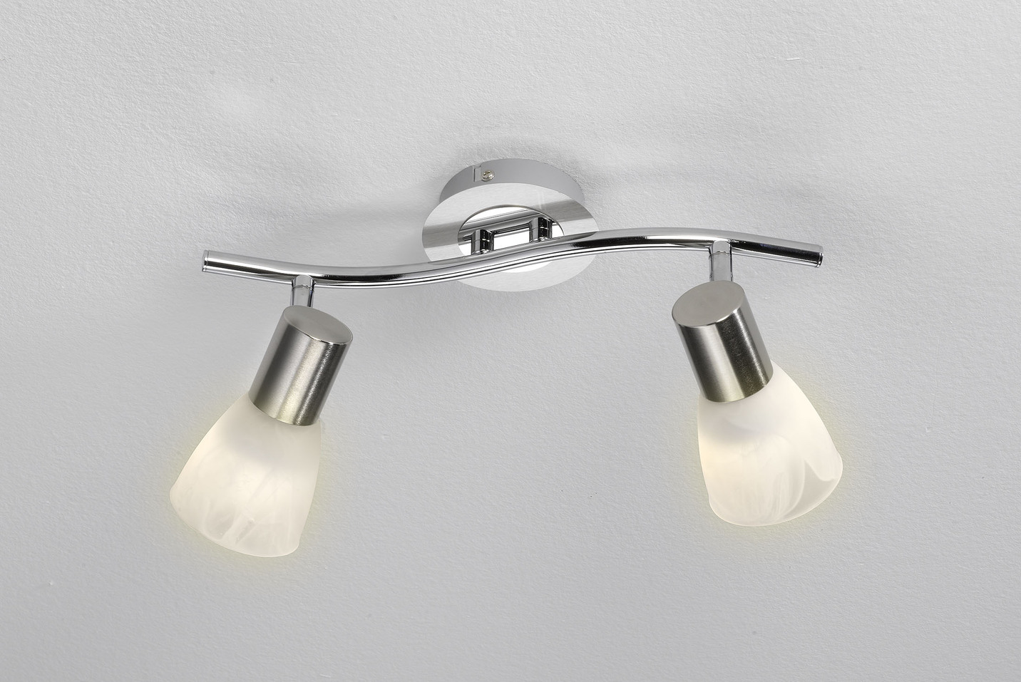 Deckenleuchte aus mattem Metall, 2-flammig, Nickel von BADER