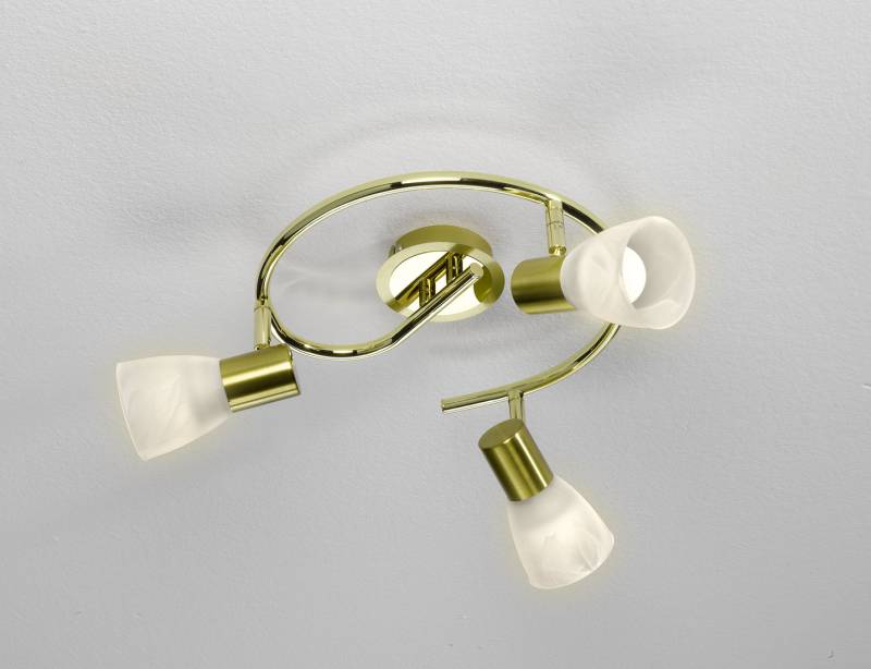 Deckenleuchte aus mattem Metall, 3-flammig, Messing Deckenleuchte aus mattem Metall, 3-flammig, Messing von BADER