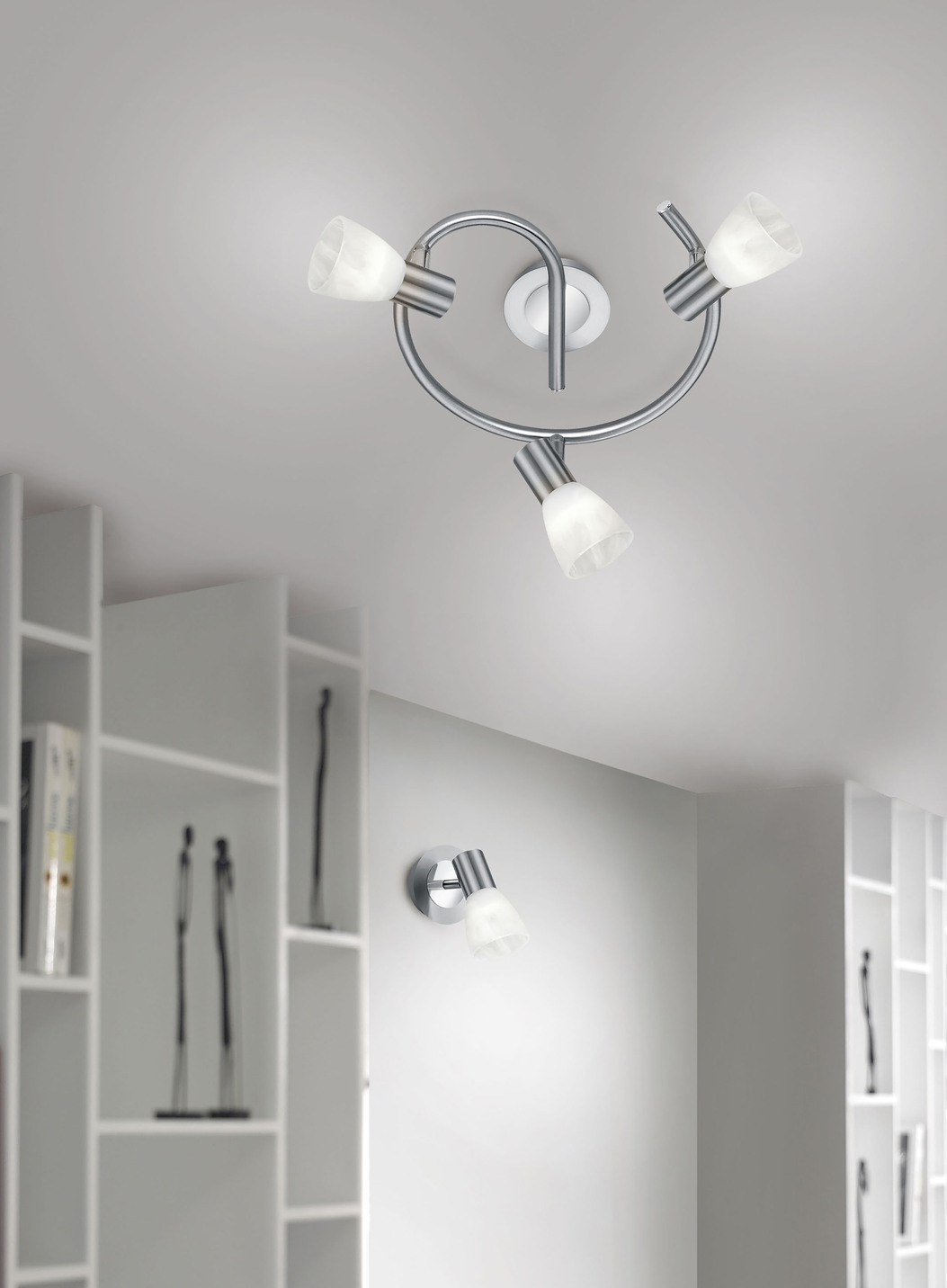 Deckenleuchte aus mattem Metall, 3-flammig, Nickel von BADER