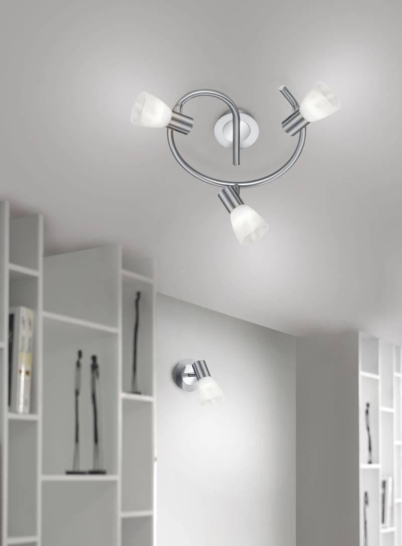 Deckenleuchte aus mattem Metall, 3-flammig, Nickel Deckenleuchte aus mattem Metall, 3-flammig, Nickel von BADER