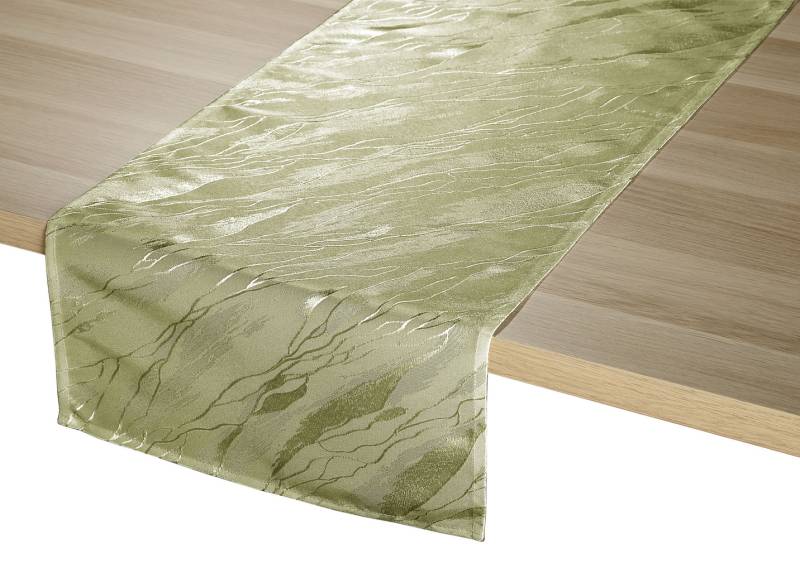 Dezente Tischdecke in Marmor-Optik, Größe 100 (Läufer, 40/150 cm), Grün von BADER