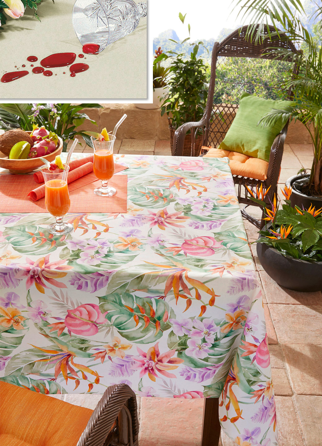 Digitalbedruckte Tischdecke aus 100% Baumwolle, Größe 140 (Tischdecke rund, ø 140 cm), Multicolor von BADER