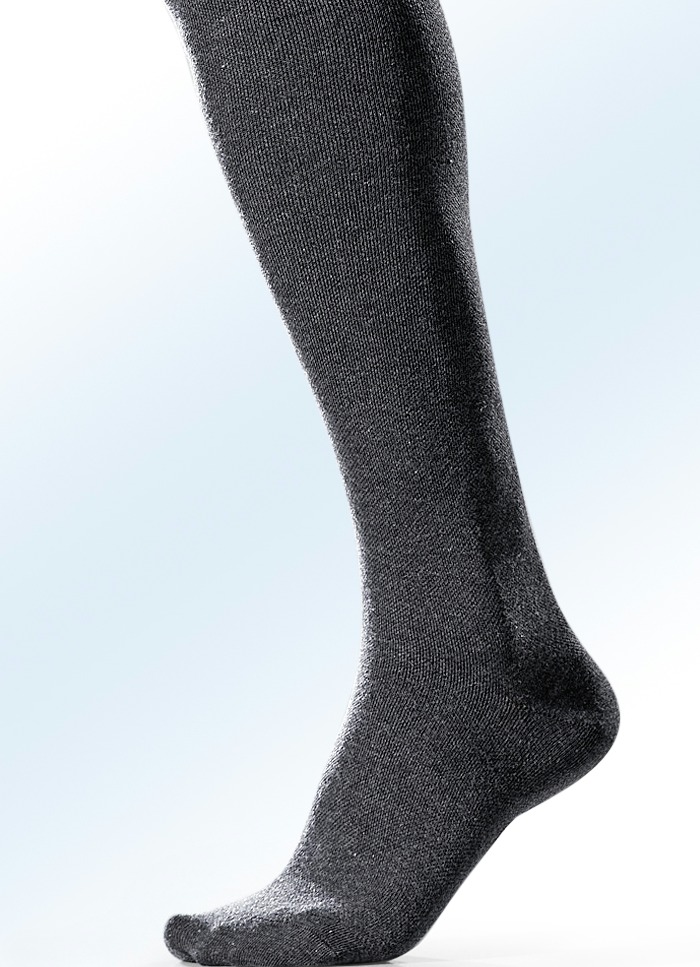 Dreierpack Kniestrümpfe, stützend, uni bunt, 2X Anthrazit Meliert, 1X Silbergrau Meliert, Größe 003 (Schuhgröße 43-46) von BADER