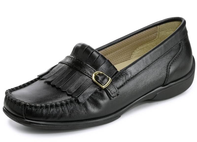 ELENA EDEN, klassische Damen-Slipper, Weite H, mit herausnehmbarem Lederfußbett, Schwarz, Größe 40 von ELENA EDEN