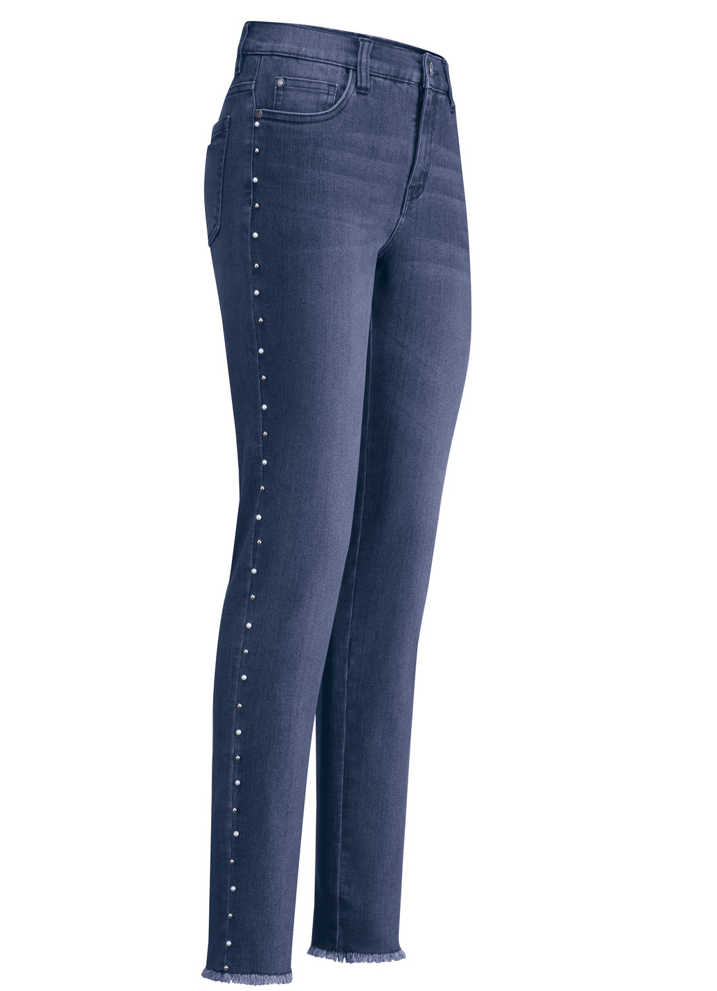Edel-Jeans mit tollen Zierperlen, Dunkelblau, Größe 38 von BADER