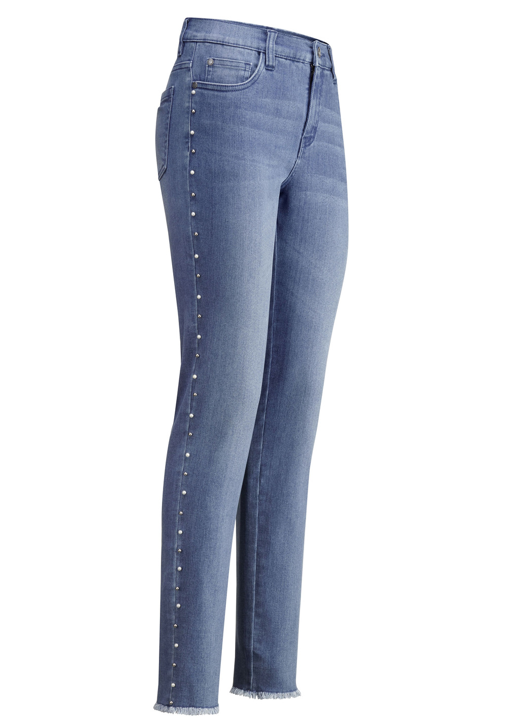 Edel-Jeans mit tollen Zierperlen, Jeansblau, Größe 44 von BADER
