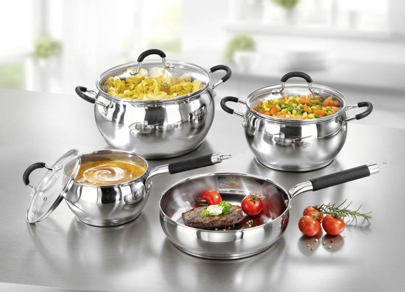 Edelstahl-Topfset zum Hammerpreis, Topf-Set, 7-teilig, Edelstahl von BADER