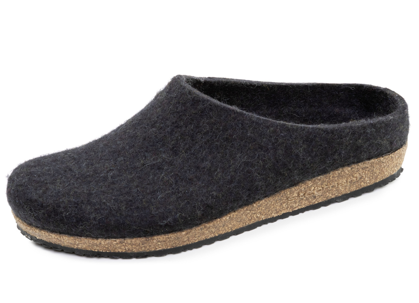 Edle Damen-Hausschuhe, Weite G, aus Schurwolle, nahtlos handgefilzt, Grafit, Größe 41 von BADER